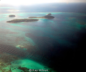 Tobago Cays,  shot from the window of the small plane tha... by Kay Wilson 